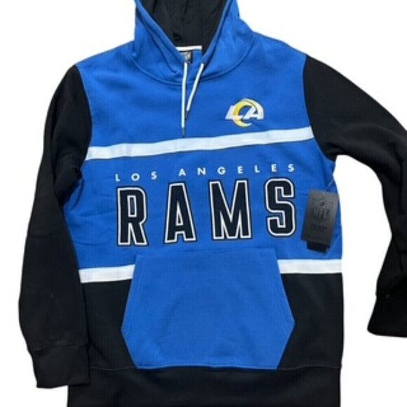 NEW LA Rams Football Team Color Block Hoodie Logo Embroidered Men's Size Medium - Picture 2 of 11